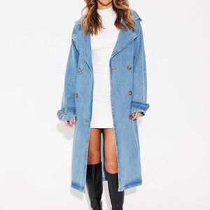 Women's Blue Denim Trench Coat